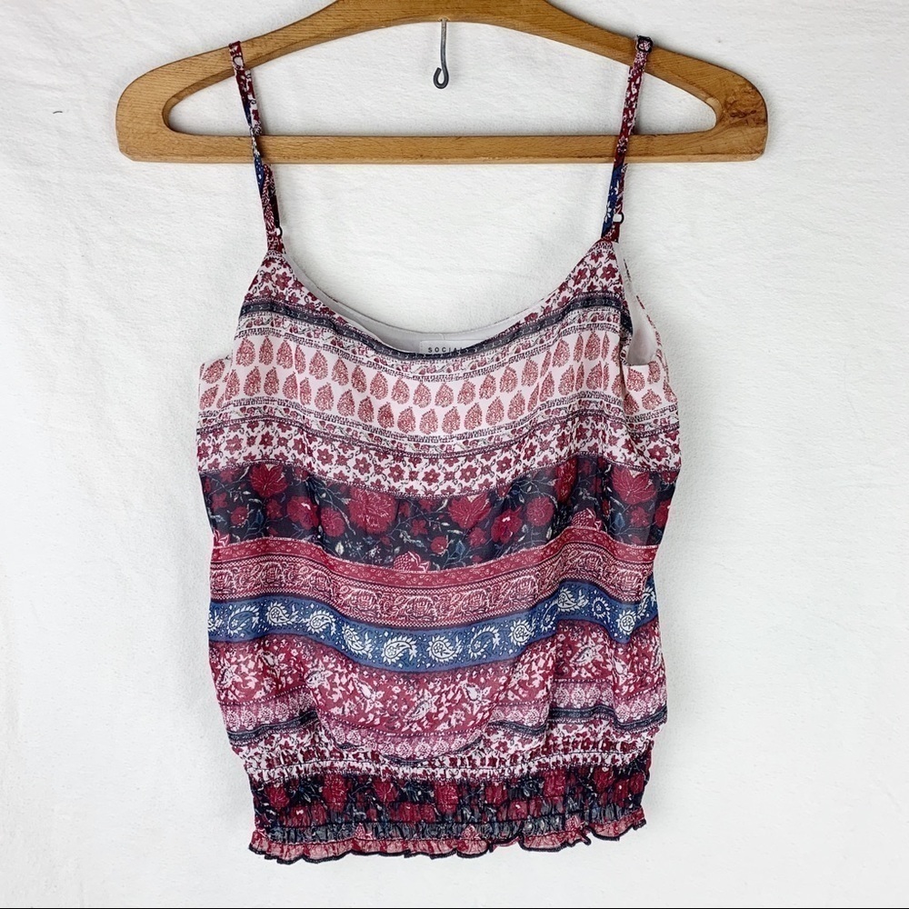 Tillys Patterned Ruched Tank Top